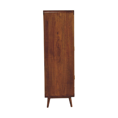 Ostuni Curved Chestnut Mango Wood 2 Door Wardrobe with Storage Drawer