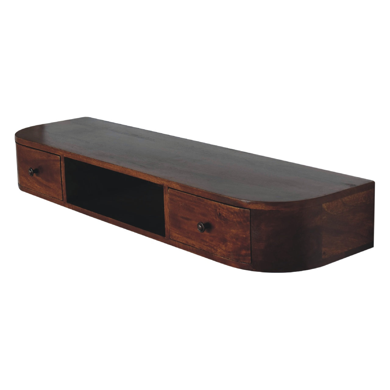 Waimea Curved 2 Drawer Wall Mounted Console Mango Wood