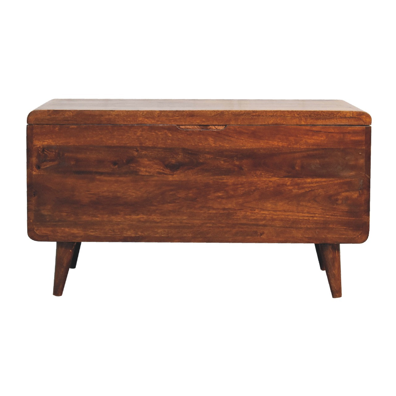 Ostuni Curved Chestnut Mango Wood Blanket Storage Box