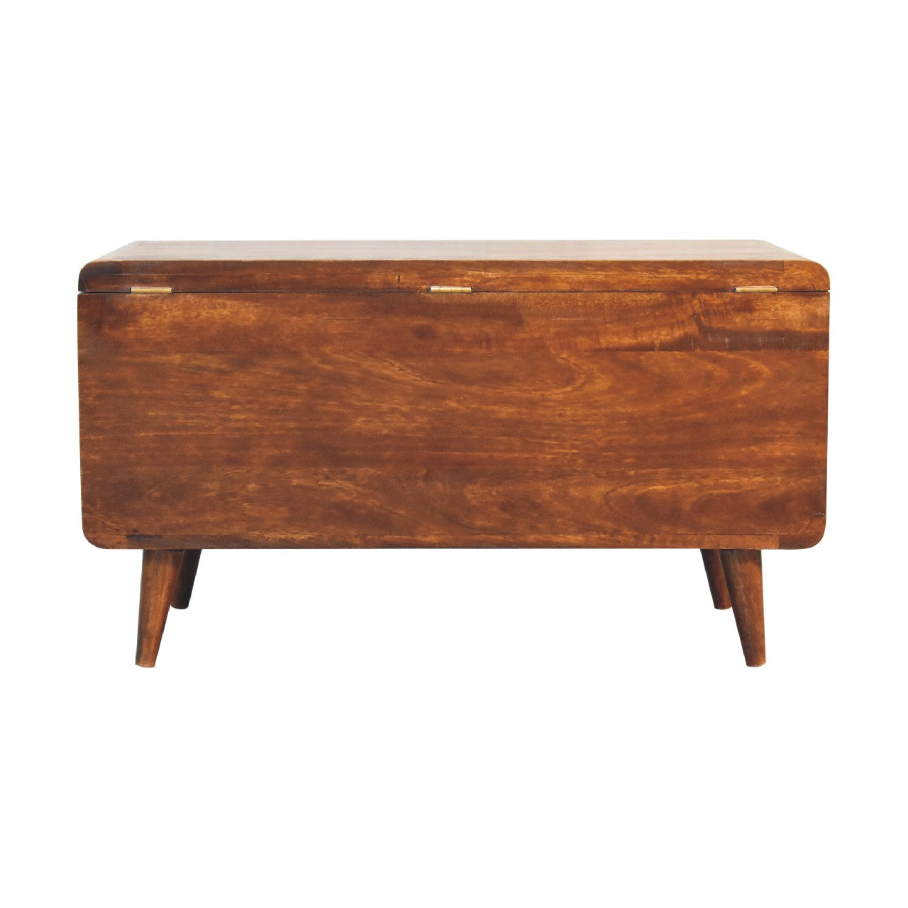 Ostuni Curved Chestnut Mango Wood Blanket Storage Box