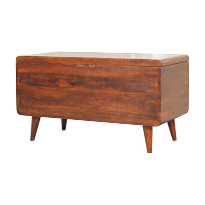 Ostuni Curved Chestnut Mango Wood Blanket Storage Box