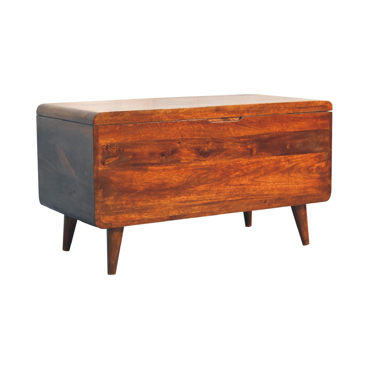 Ostuni Curved Chestnut Mango Wood Blanket Storage Box