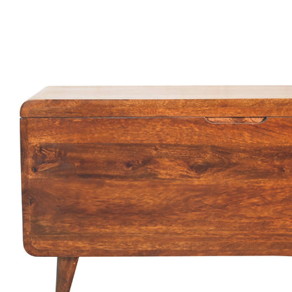 Ostuni Curved Chestnut Mango Wood Blanket Storage Box