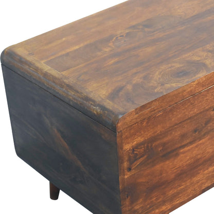 Ostuni Curved Chestnut Mango Wood Blanket Storage Box