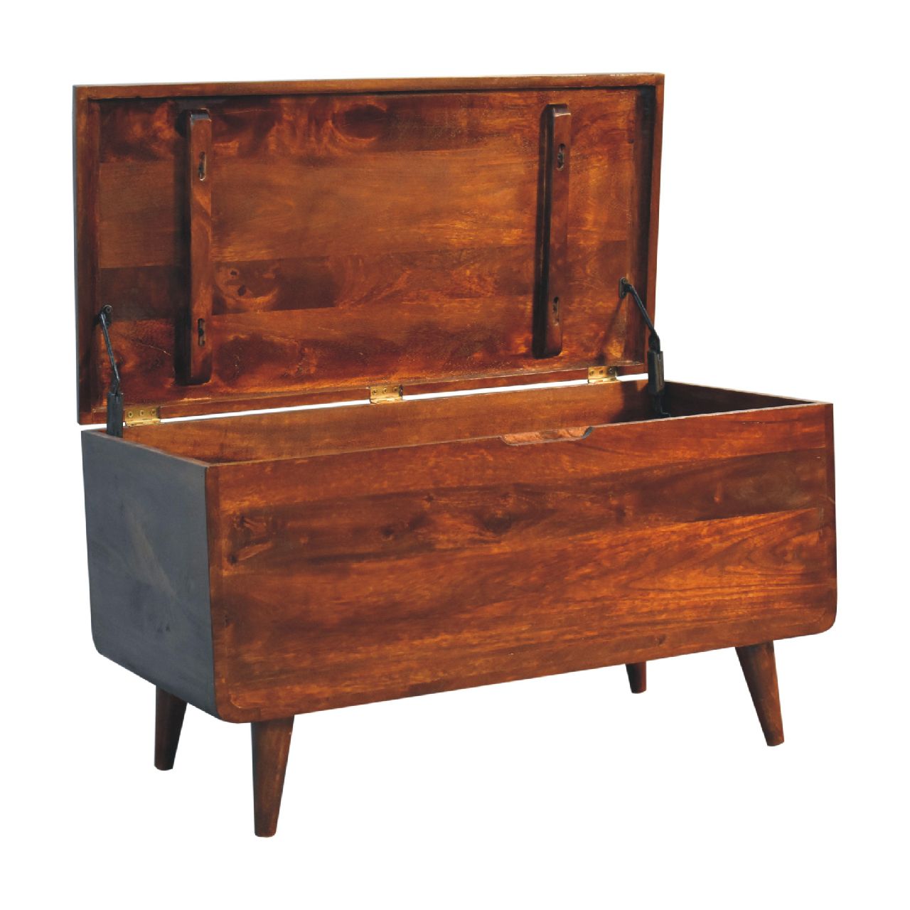 Ostuni Curved Chestnut Mango Wood Blanket Storage Box