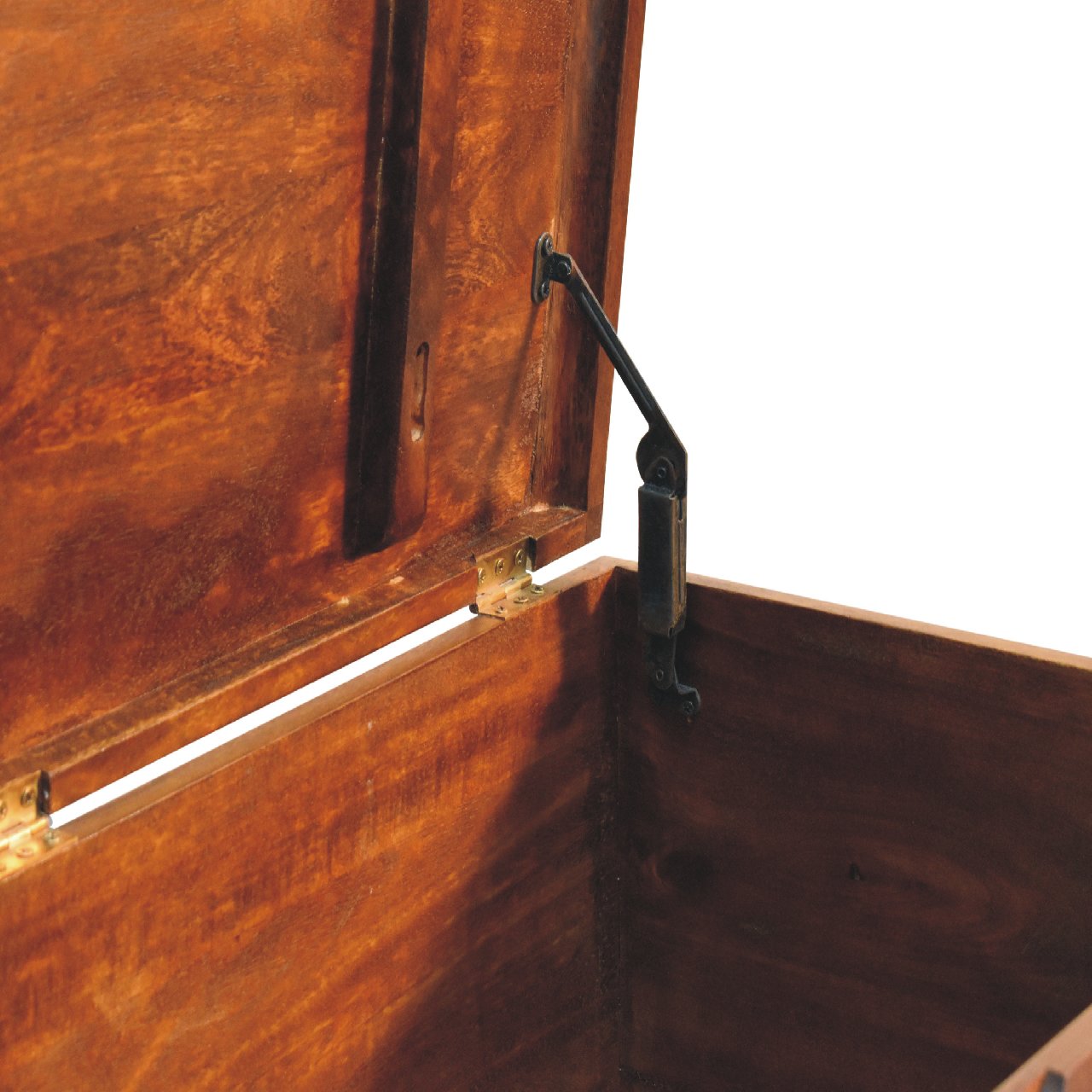 Ostuni Curved Chestnut Mango Wood Blanket Storage Box