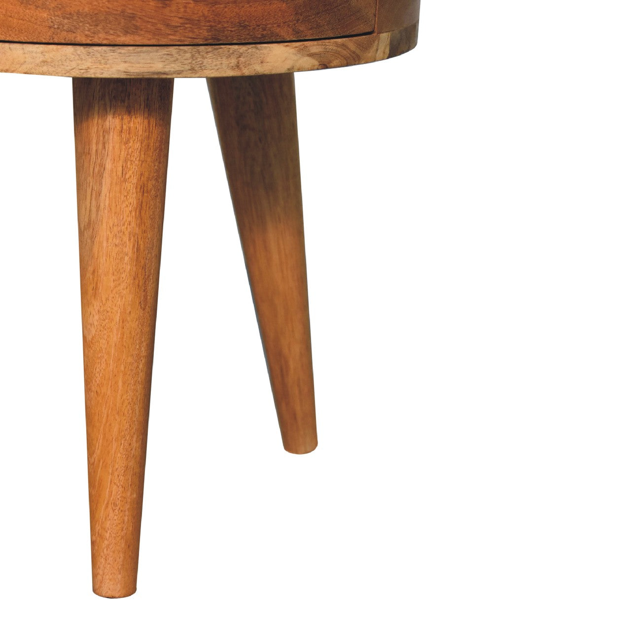 Ischia Oak Mango Wood Tripod Round Bedside Table 2 Drawers