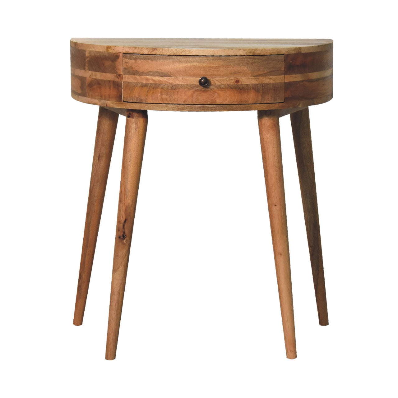 Ischia Oak Mango Wood Curved Console Table with Drawer