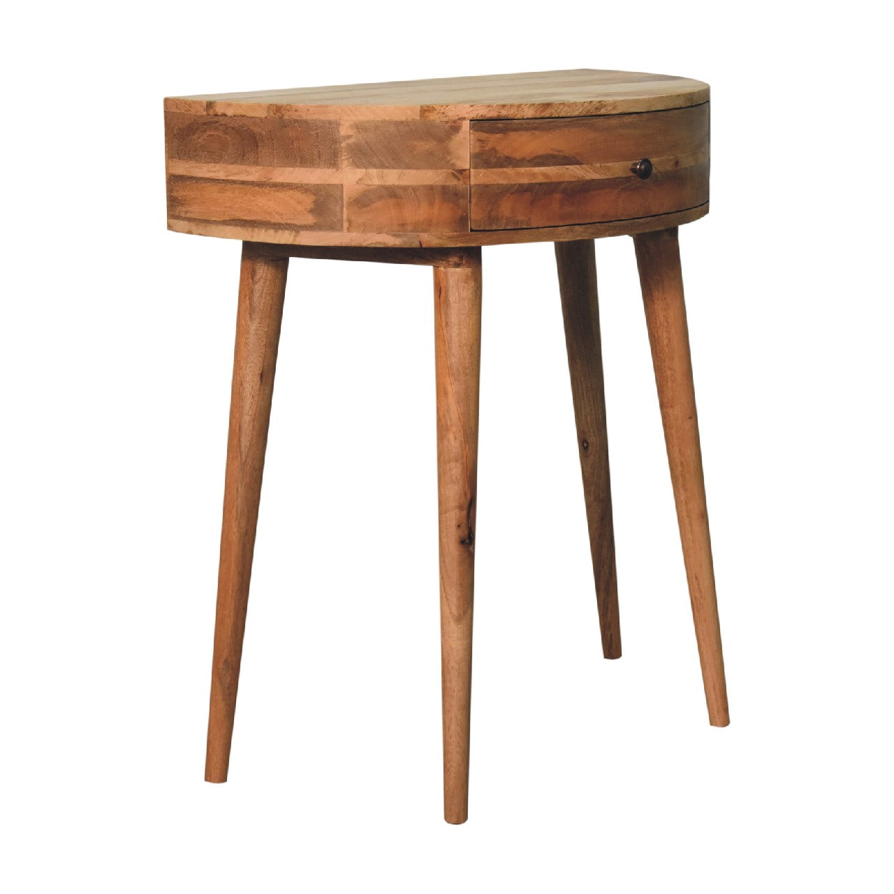 Ischia Oak Mango Wood Curved Console Table with Drawer