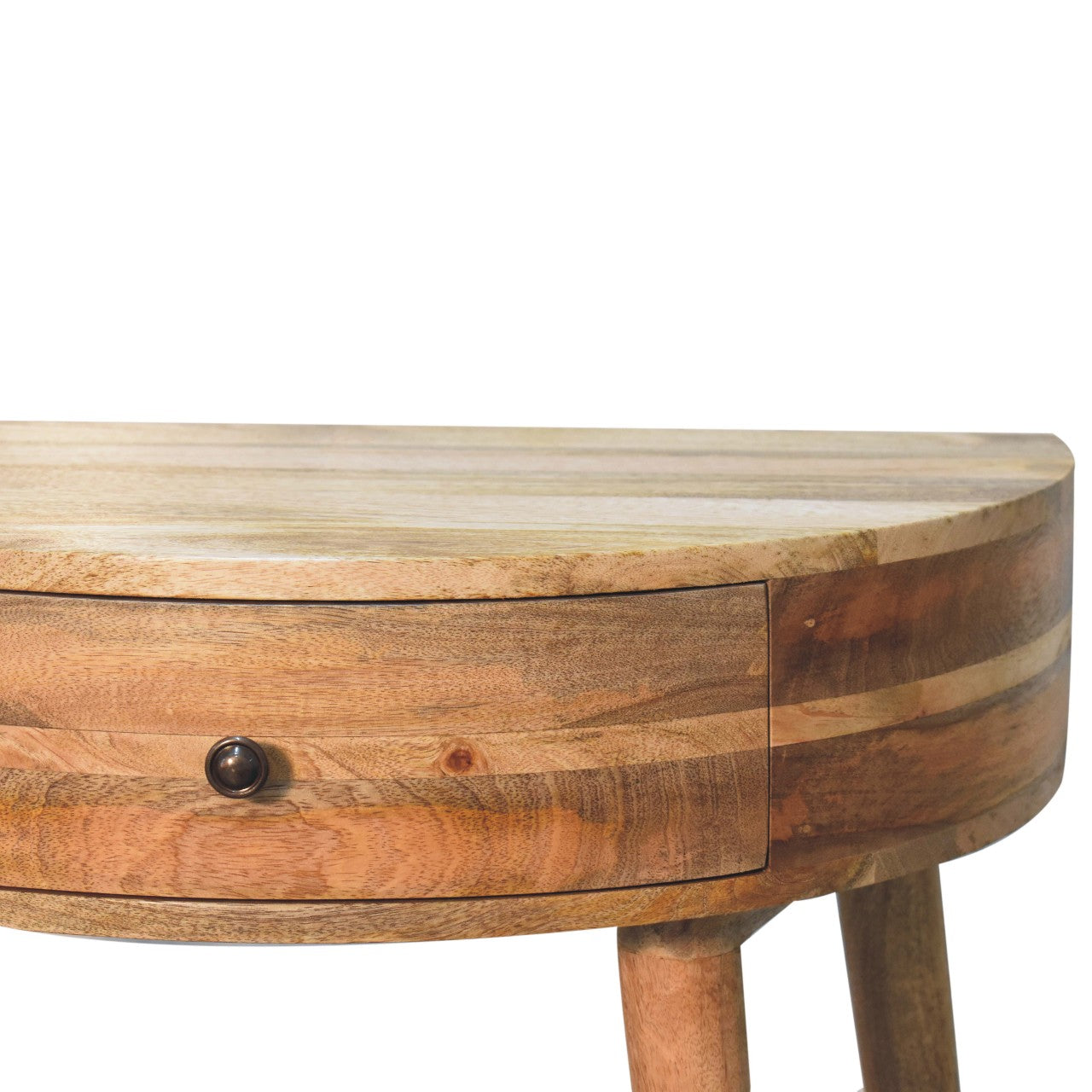 Ischia Oak Mango Wood Curved Console Table with Drawer