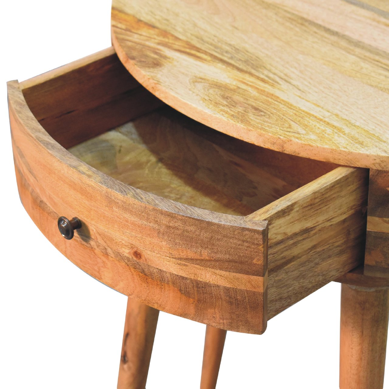 Ischia Oak Mango Wood Curved Console Table with Drawer