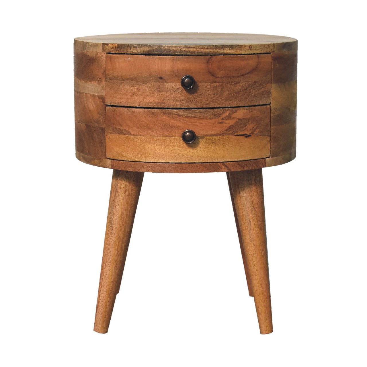 Ischia Oak Wooden Mango Bedside Table 2 Drawers