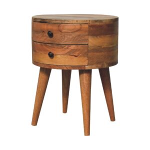Ischia Oak Wooden Mango Bedside Table 2 Drawers