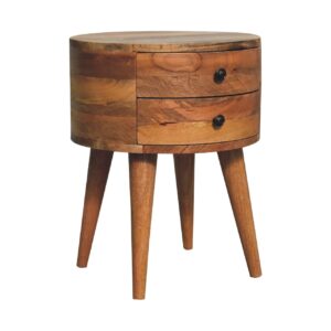 Ischia Oak Wooden Mango Bedside Table 2 Drawers