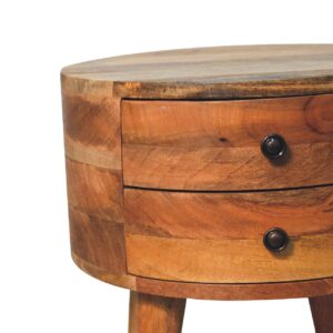 Ischia Oak Wooden Mango Bedside Table 2 Drawers