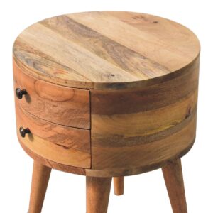 Ischia Oak Wooden Mango Bedside Table 2 Drawers