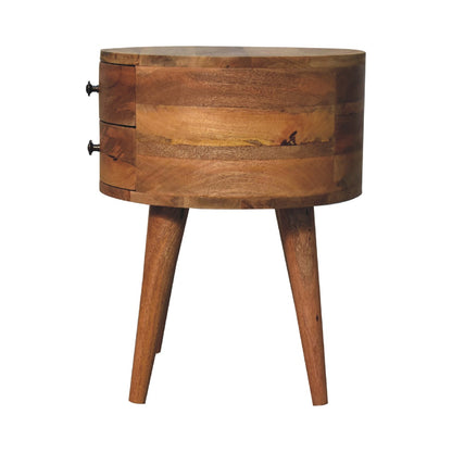 Ischia Oak Wooden Mango Bedside Table 2 Drawers