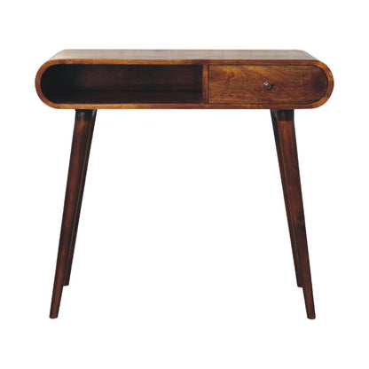 Como Chestnut Mango Wood Open Console Table with Drawer Angled Legs