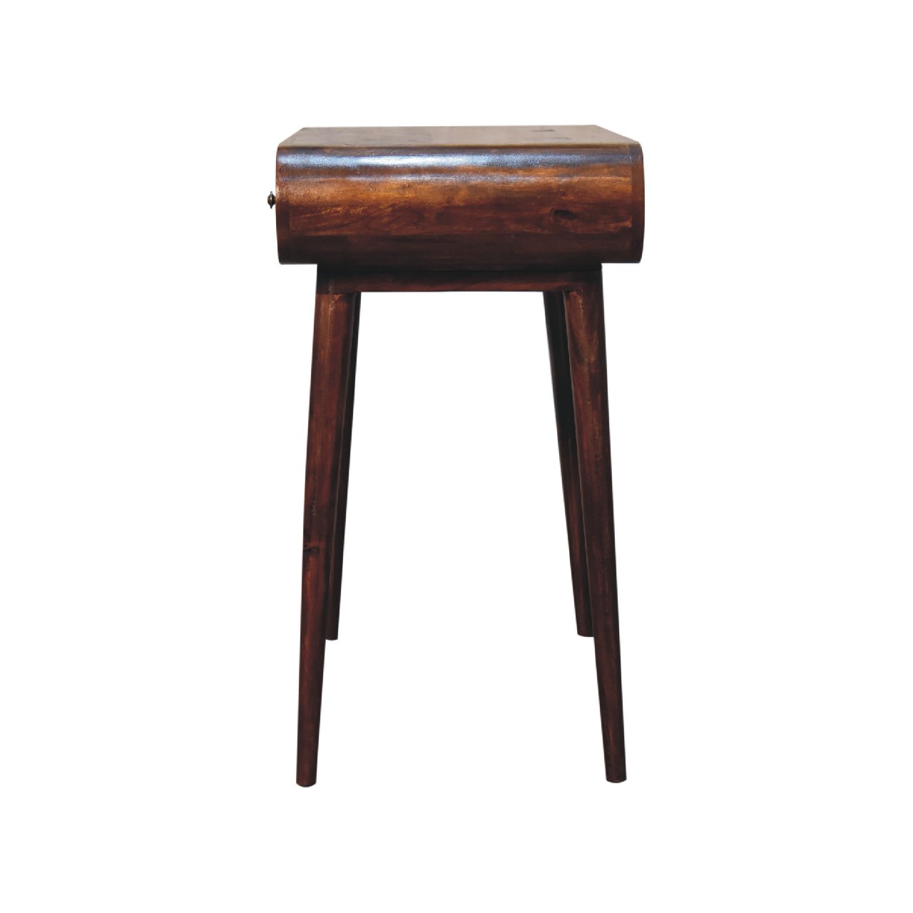 Como Chestnut Mango Wood Open Console Table with Drawer Angled Legs