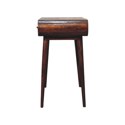 Como Chestnut Mango Wood Open Console Table with Drawer Angled Legs