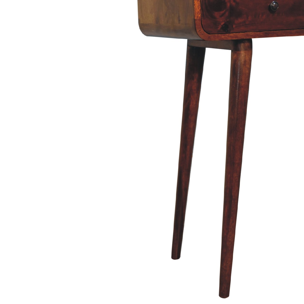 Modena Chestnut Mango Wood Curved Hallway Table 2 Drawers