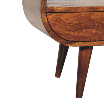Keaukaha Chestnut Mango Wood Circular Open TV Stand 2 Drawers