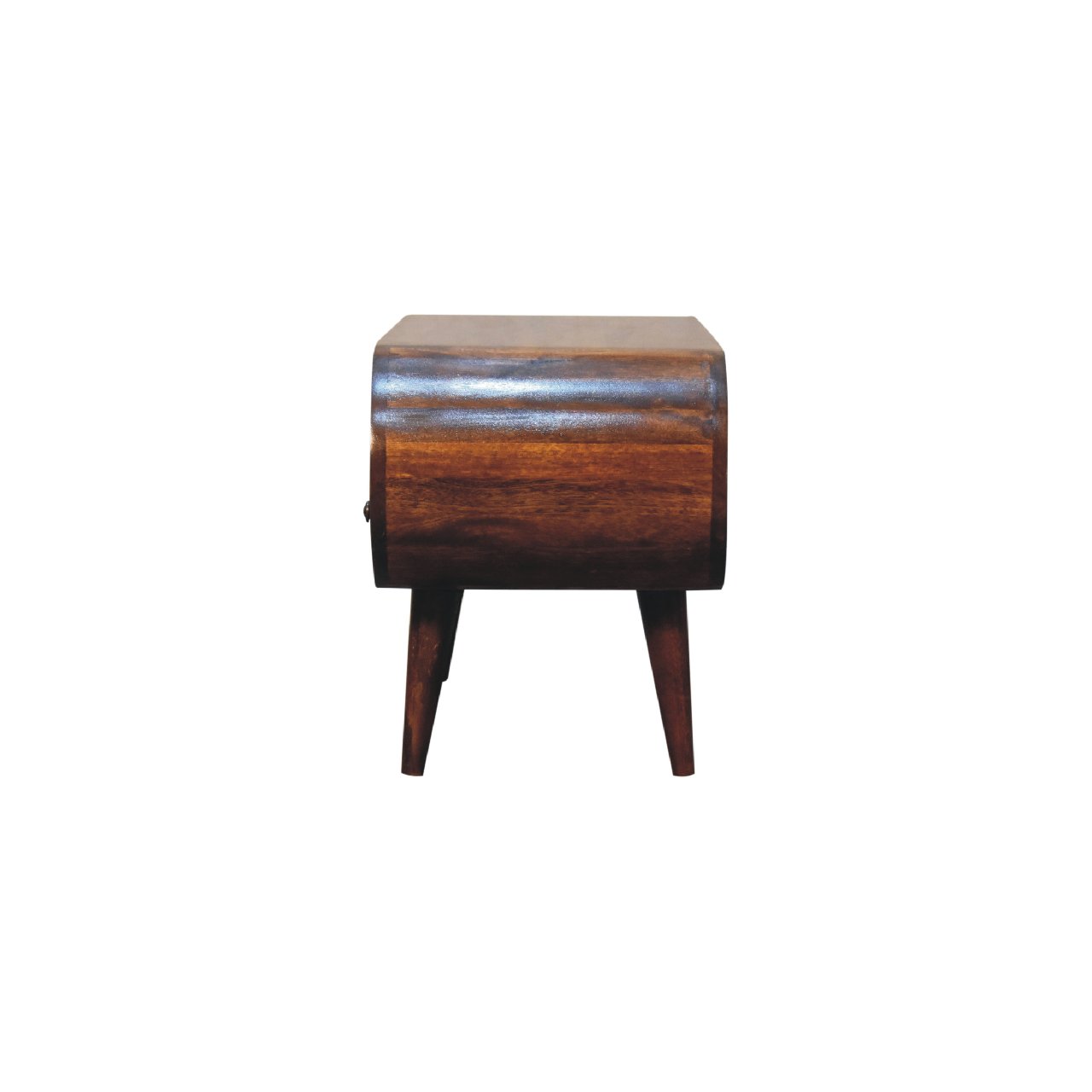 Keaukaha Chestnut Mango Wood Circular Open TV Stand 2 Drawers
