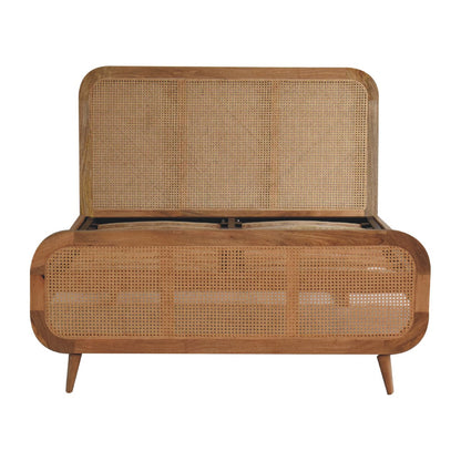 Trapani King Size Bohemian Rattan and Mango Wood Bed with Headboard