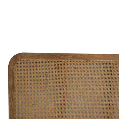 Trapani King Size Bohemian Rattan and Mango Wood Bed with Headboard