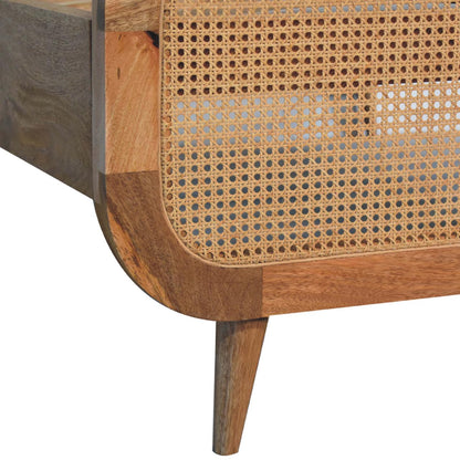 Trapani King Size Bohemian Rattan and Mango Wood Bed with Headboard