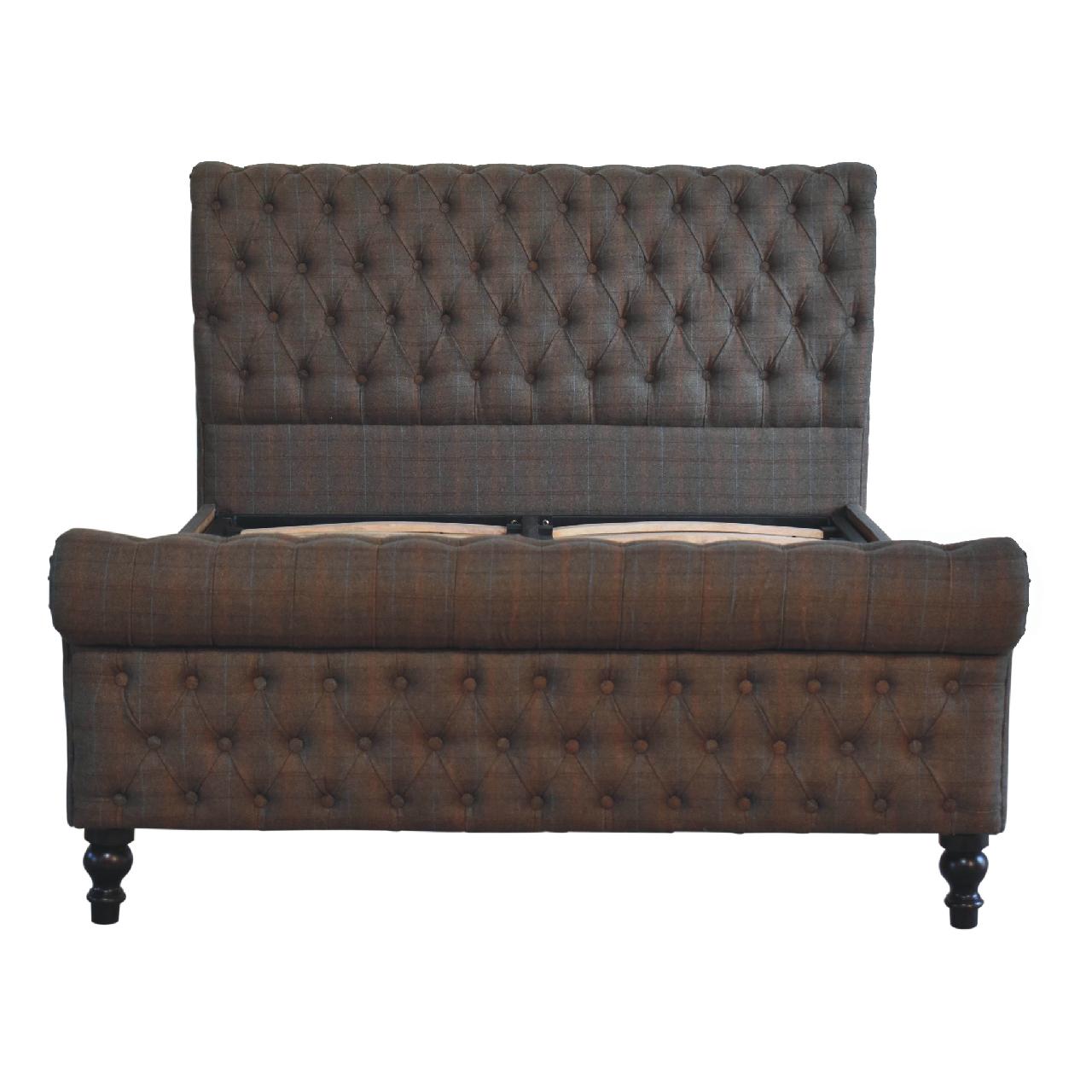 Paradise King Size Grey Multi Tweed Buttoned  Bed
