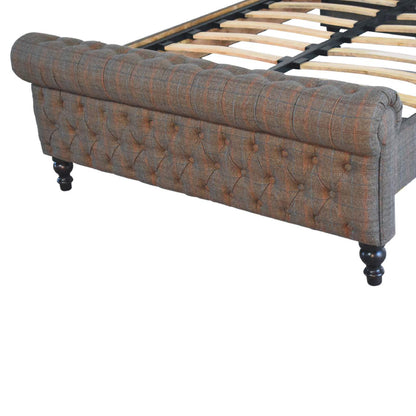 Paradise King Size Grey Multi Tweed Buttoned  Bed