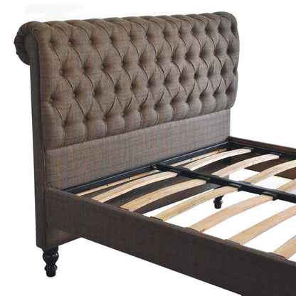 Paradise King Size Grey Multi Tweed Buttoned  Bed