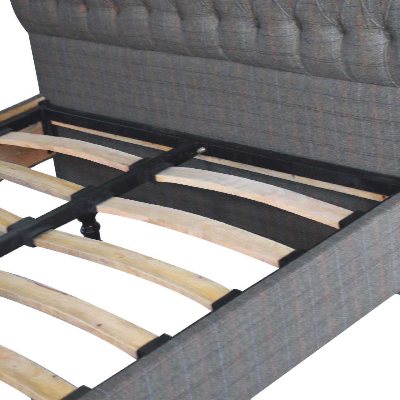 Paradise King Size Grey Multi Tweed Buttoned  Bed