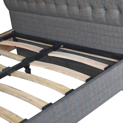 Paradise King Size Grey Multi Tweed Buttoned  Bed