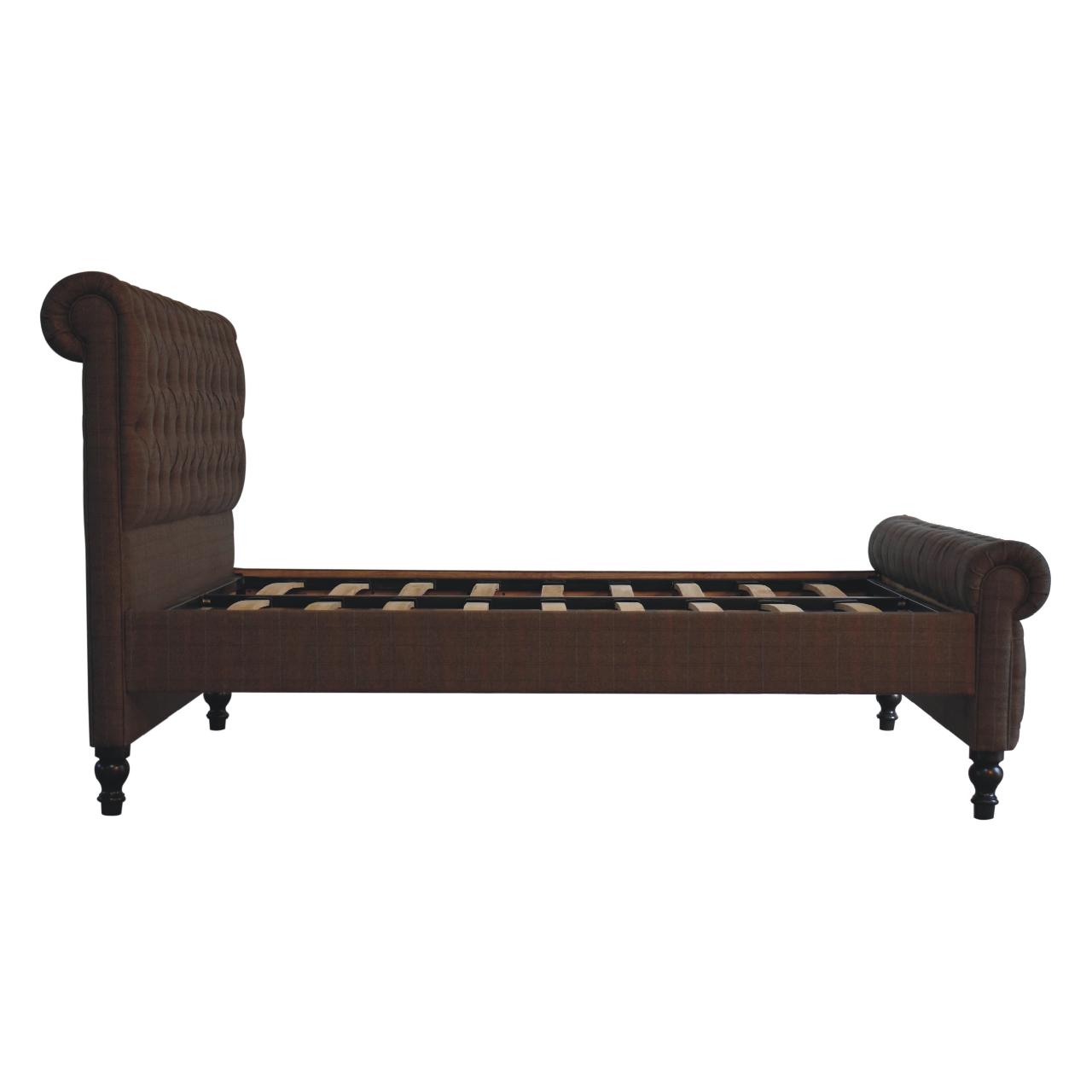 Paradise King Size Grey Multi Tweed Buttoned  Bed