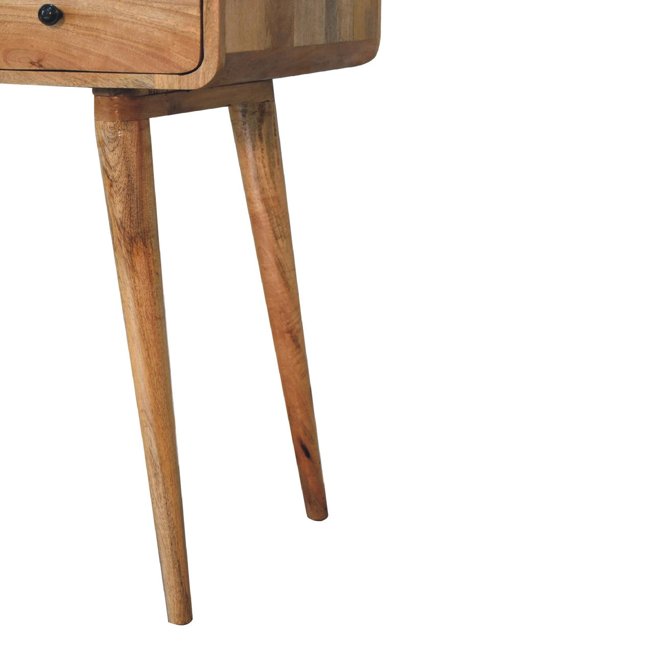 Urbino Curved Oak Mango Wood Writing Desk with Drawer and Shelf