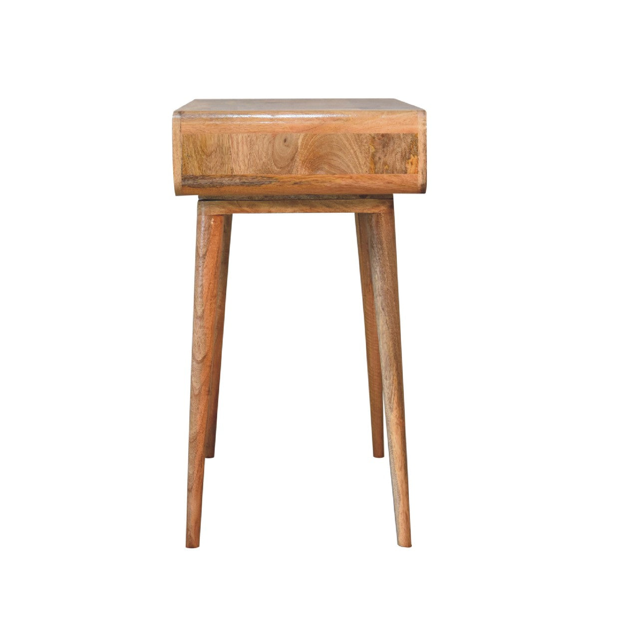 Urbino Curved Oak Mango Wood Writing Desk with Drawer and Shelf