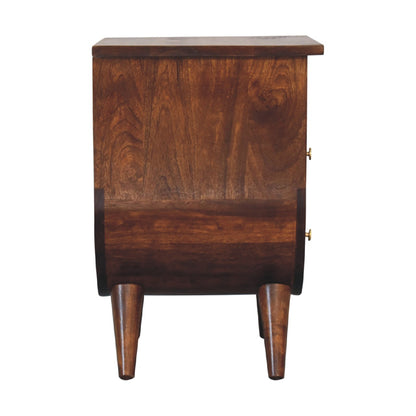 Ostuni Split Chestnut Mango Curved Wood Bedside Table 2 Drawer