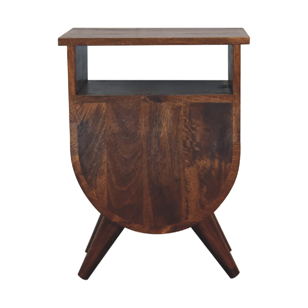 Ostuni Split Chestnut Mango Curved Wood Bedside Table 2 Drawer