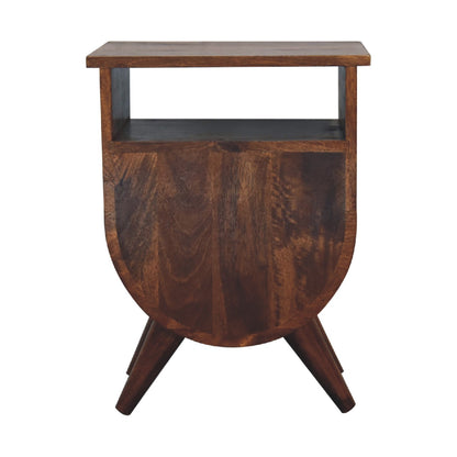 Ostuni Split Chestnut Mango Curved Wood Bedside Table 2 Drawer
