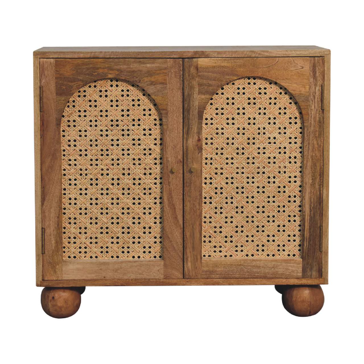 Puna 2 Door Rattan Ball Cabinet Mango Wood Ball Feet