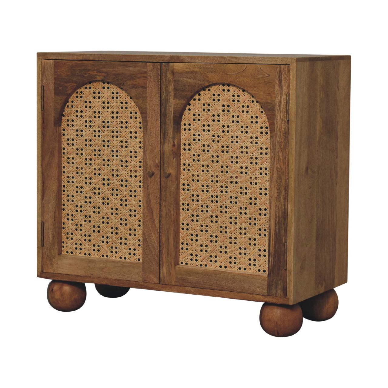 Puna 2 Door Rattan Ball Cabinet Mango Wood Ball Feet