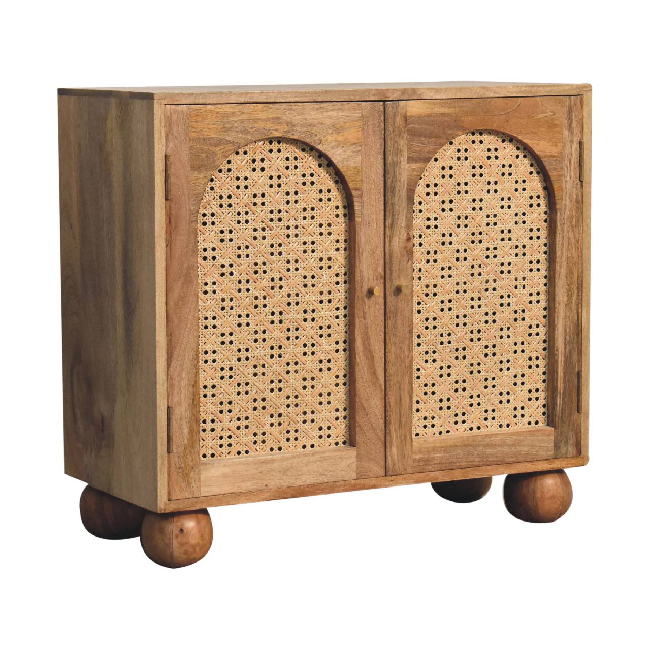 Puna 2 Door Rattan Ball Cabinet Mango Wood Ball Feet