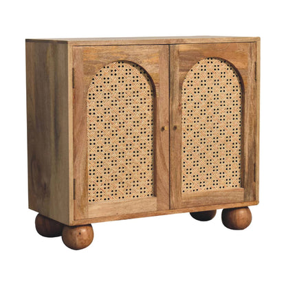 Puna 2 Door Rattan Ball Cabinet Mango Wood Ball Feet