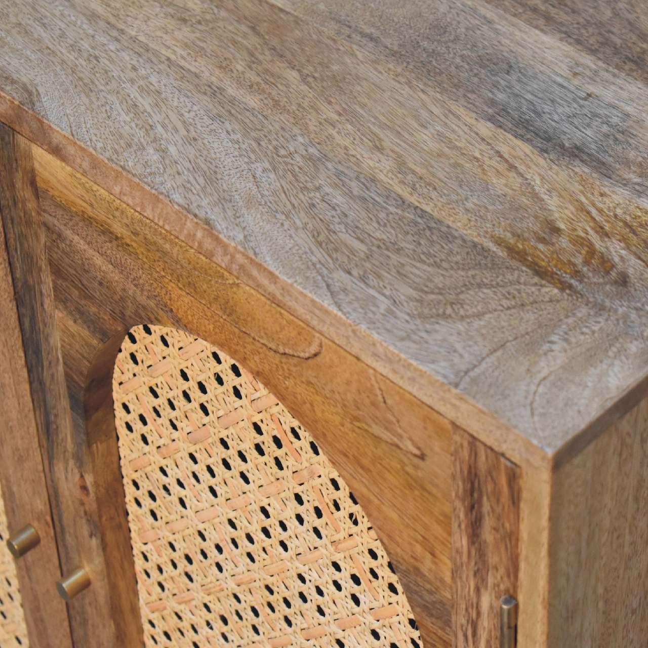 Puna 2 Door Rattan Ball Cabinet Mango Wood Ball Feet
