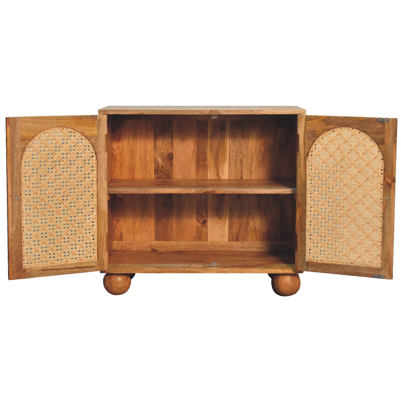 Puna 2 Door Rattan Ball Cabinet Mango Wood Ball Feet