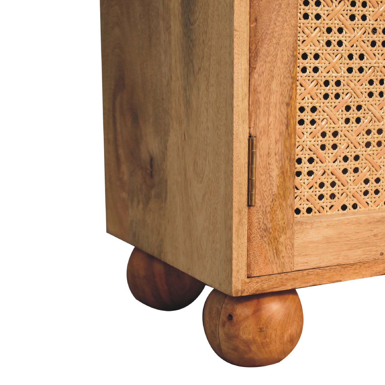 Puna 2 Door Rattan Ball Cabinet Mango Wood Ball Feet