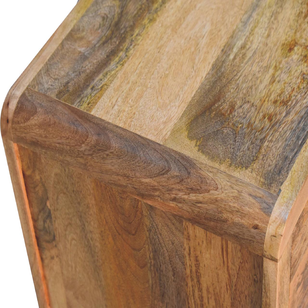 Padua Natural Oak Mango Oak 3 Drawer Curved Bedside Table