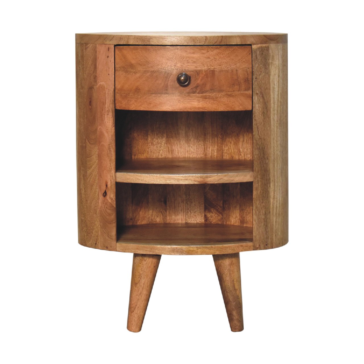 Otranto Oak Mango Wood Bedside Table Drawer and Shelves